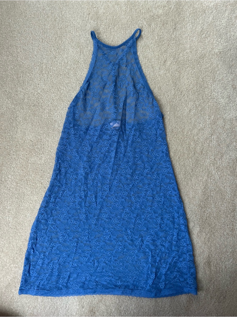 Victorias Secret Blue Lace Halter Women’s Slip Lingerie Dress size Small